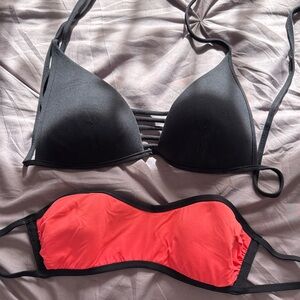 Black and Coral Bikini Tops